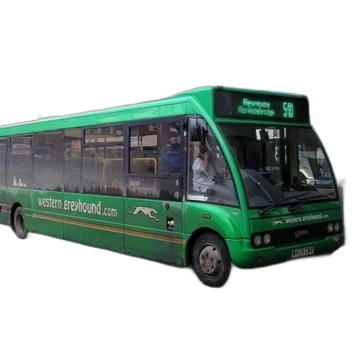 3d render, photorealistic, green, bus transparent PNG cut-out