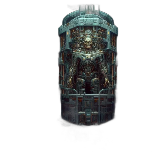 robot, building, bottle, weapon, 3d render, concept art, cyberpunk, fantasy art transparent PNG cut-out