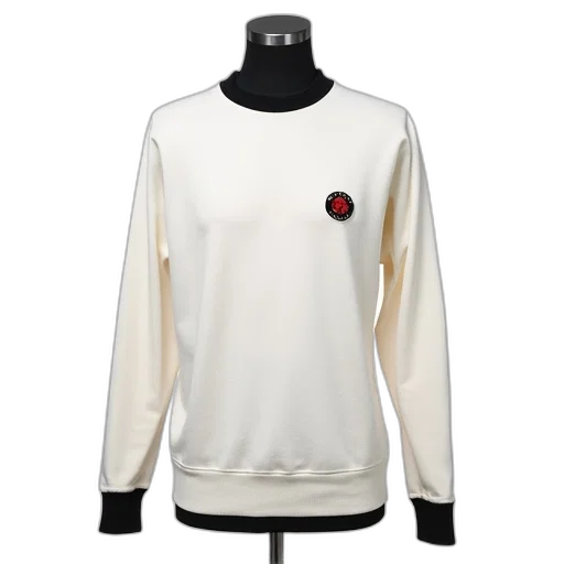 jacket, 3d render, white, sweater, black, collar, cuffs, featuring transparent PNG cut-out