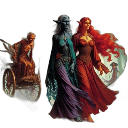 concept art, fantasy art, comic book art, pixel art, dark, red, colorful, mystical transparent PNG cut-out