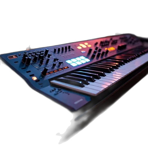 3d render, cyberpunk, vaporwave, concept art, arturia, synth4, analog, keyboard transparent PNG cut-out