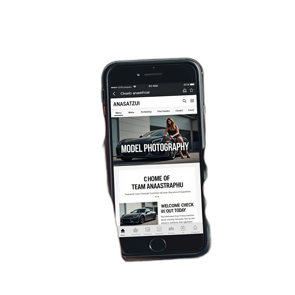 car, smartphone, displaying, website, title, anasatzui, top, features transparent PNG cut-out