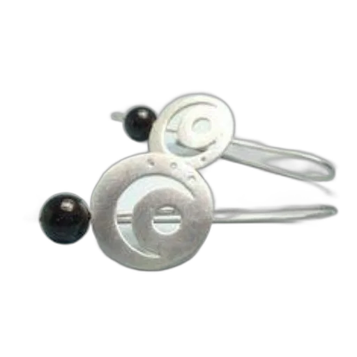 jewelry, silver, earrings, black, beads, spiral, designs, light transparent PNG cut-out