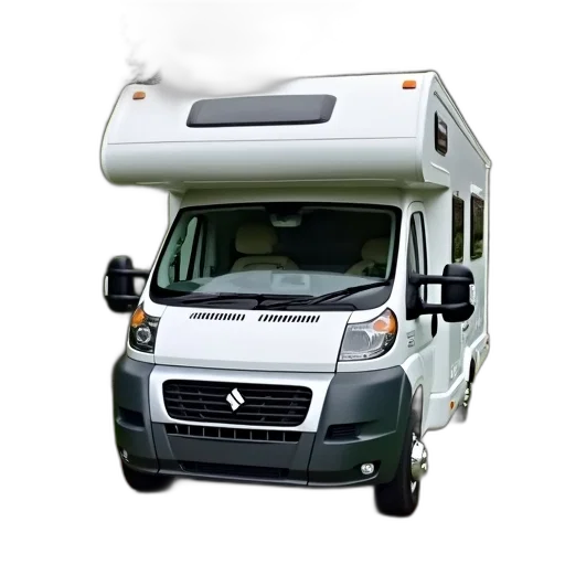3d render, front, end, recreational, motorhom, parked, outside transparent PNG cut-out
