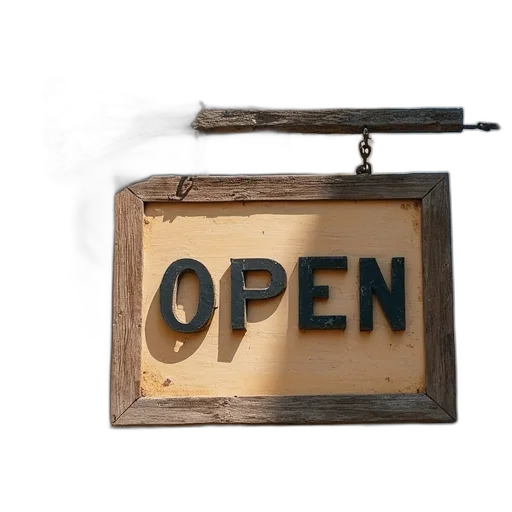 staff, opening, sign, hanging transparent PNG cut-out