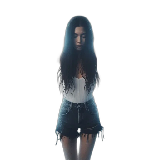 dress, hair, face, creature, 3d render, concept art, photorealistic, pixel art transparent PNG cut-out