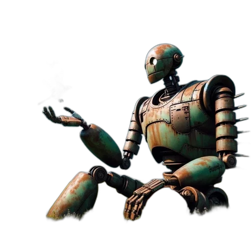 robot, creature, animal, staff, concept art, 3d render, cyberpunk, pixel art transparent PNG cut-out