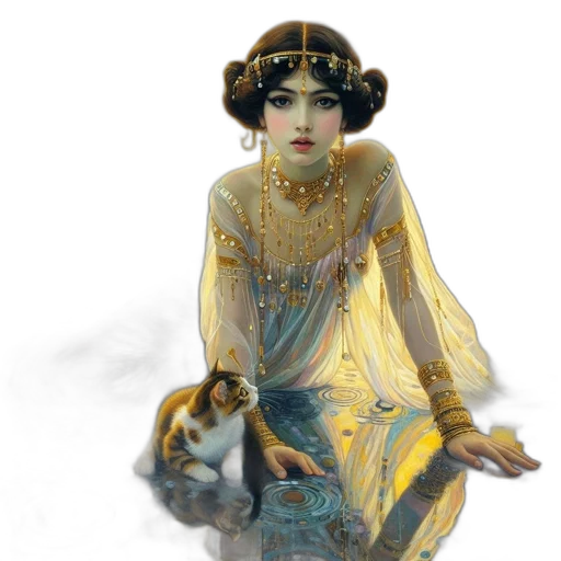 jewelry, dress, crown, staff, fantasy art, photorealistic, concept art, oil painting transparent PNG cut-out