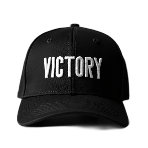 hat, crown, baseball, cap, word, victory, black, white transparent PNG cut-out