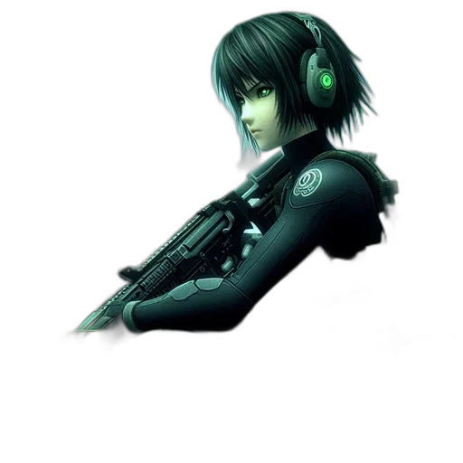 robot, weapon, mask, cyberpunk, concept art, fantasy art, comic book art, green transparent PNG cut-out