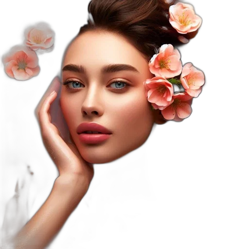 flower, face, crown, jewelry, photorealistic, oil painting, 3d render, fantasy art transparent PNG cut-out