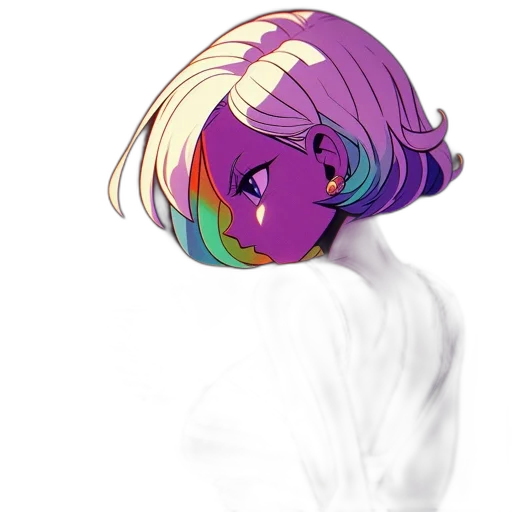 hair, mask, face, crown, vaporwave, anime, concept art, watercolor transparent PNG cut-out