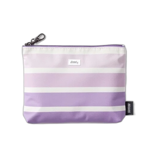 pastel, monochrome, white, purple, striped, fabric, pouch, zipper transparent PNG cut-out