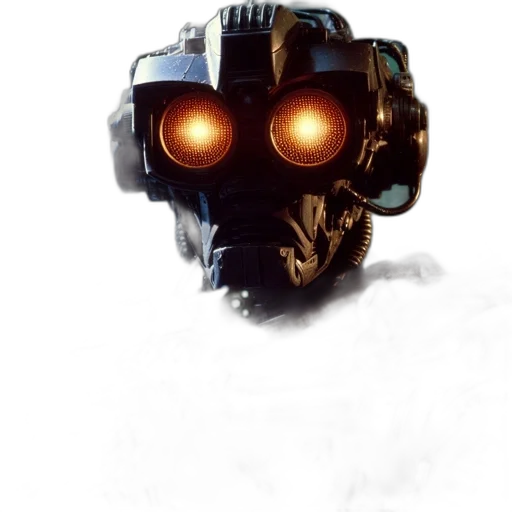 robot, mask, face, creature, concept art, 3d render, cyberpunk, comic book art transparent PNG cut-out