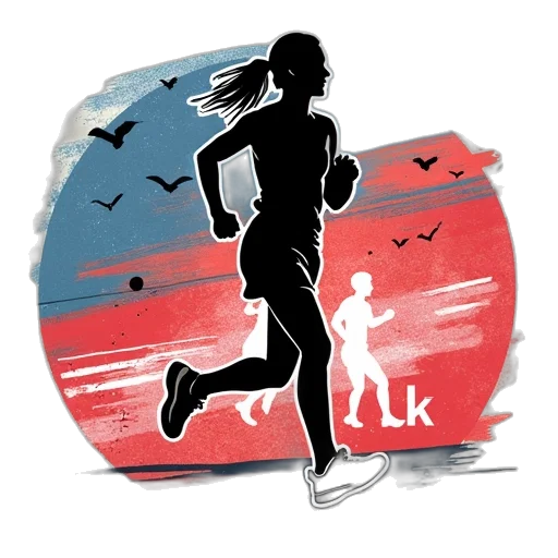 cartoon, music, run, walk, logo, text transparent PNG cut-out