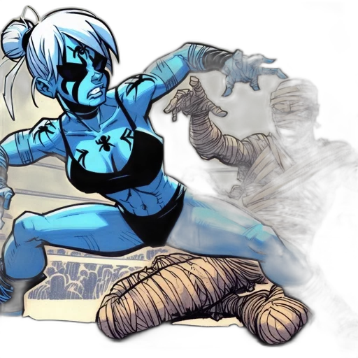comic book art, concept art, fantasy art, cartoon, underwater, fire, blue, two transparent PNG cut-out