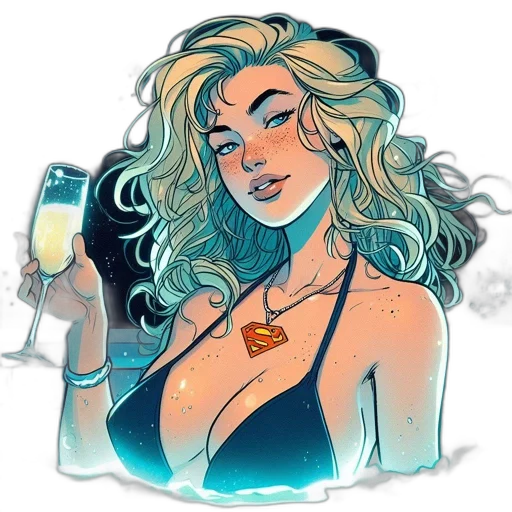comic book art, cartoon, fantasy art, concept art, neon lights, blue, golden, night transparent PNG cut-out