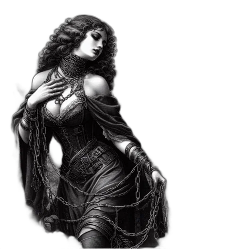 dress, jewelry, fantasy art, pencil sketch, comic book art, concept art, monochrome, graveyard transparent PNG cut-out