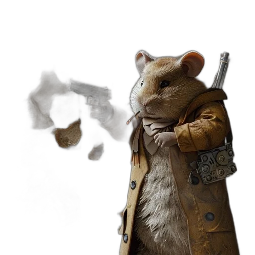 animal, jacket, weapon, concept art, 3d render, photorealistic, fantasy art, anthropomorphic transparent PNG cut-out