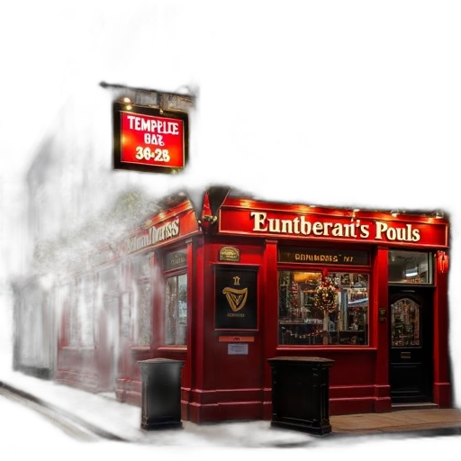 photorealistic, 3d render, exterior, traditional, irish, pub, night, warm transparent PNG cut-out