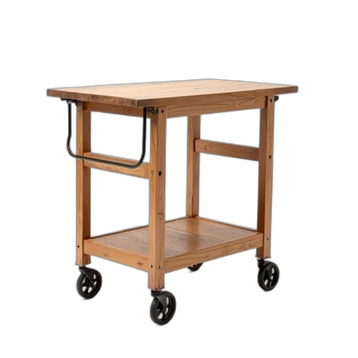furniture, 3d render, wooden, cart, flat, top, single, shelf transparent PNG cut-out