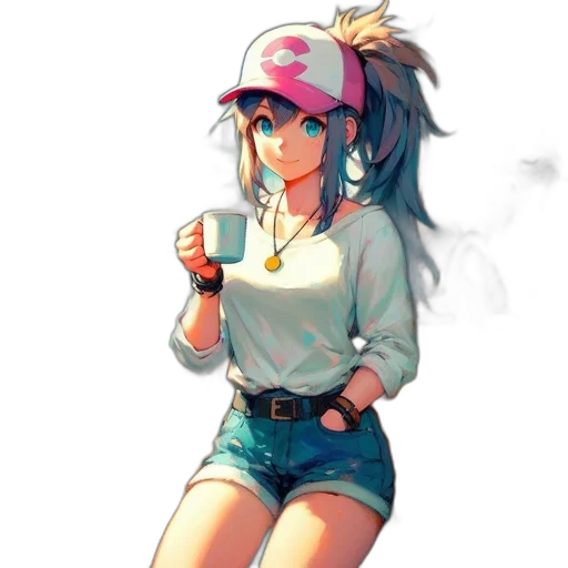 hat, staff, weapon, robot, anime, pixel art, vaporwave, concept art transparent PNG cut-out