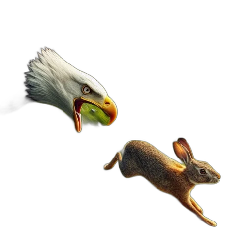 animal, creature, concept art, 3d render, photorealistic, fantasy art, rabbit, runs transparent PNG cut-out
