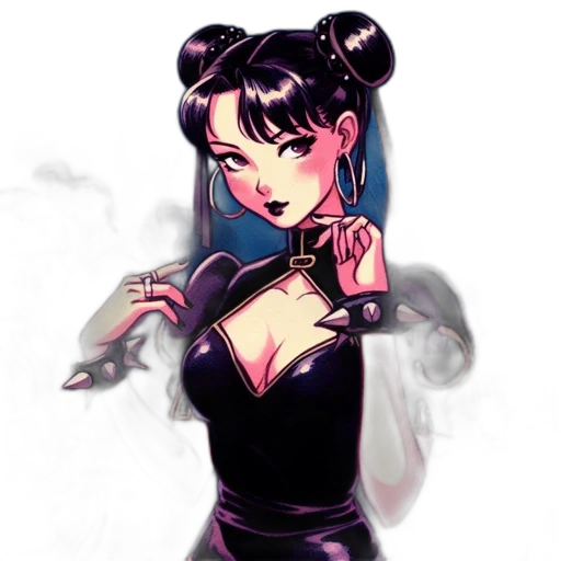 dress, staff, cyberpunk, anime, concept art, fantasy art, neon lights, fire transparent PNG cut-out