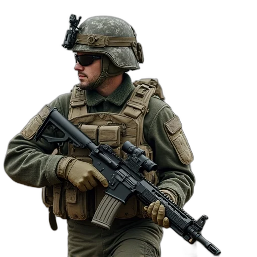 weapon, staff, jacket, face, concept art, 3d render, photorealistic, pixel art transparent PNG cut-out