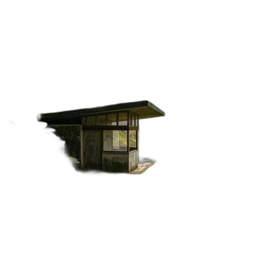 building, furniture, umbrella, staff, 3d render, concept art, photorealistic, pixel art transparent PNG cut-out