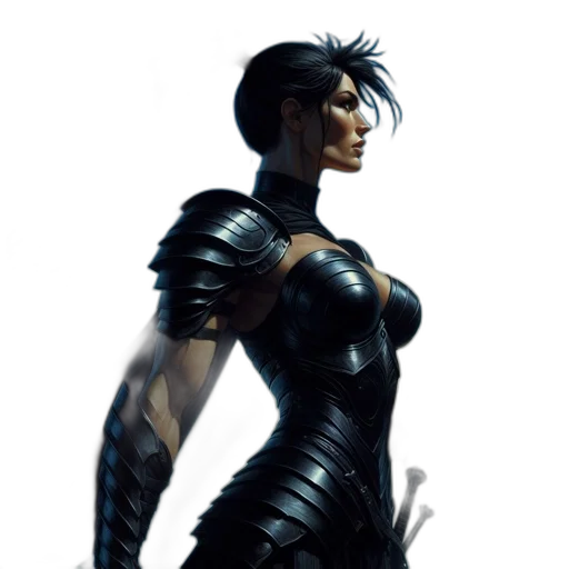 dress, concept art, fantasy art, comic book art, cyberpunk, dark, female, warrior transparent PNG cut-out