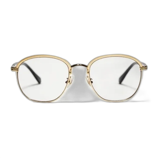 pair, sunglasses, gold, frame, clear, lenses, displayed, against transparent PNG cut-out