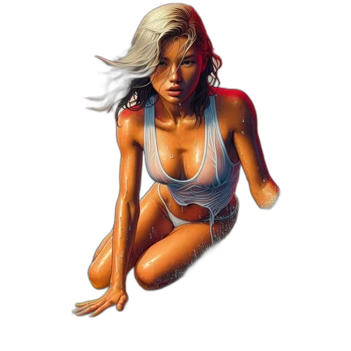 photorealistic, comic book art, concept art, oil painting, neon lights, red, neon, determined transparent PNG cut-out