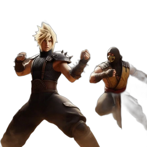 concept art, 3d render, fantasy art, two, animated, fighters, gladiatorial, battle transparent PNG cut-out