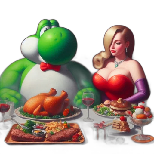 food, concept art, pixel art, photorealistic, 3d render, festive, dinner, scene transparent PNG cut-out