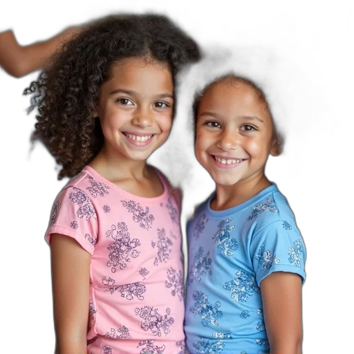 dress, photorealistic, 3d render, two, young, girls, curly, hair transparent PNG cut-out