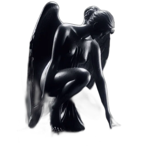 creature, concept art, fantasy art, photorealistic, 3d render, contemplative, winged, feminine transparent PNG cut-out