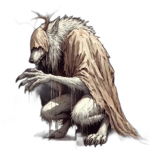 creature, animal, staff, concept art, fantasy art, comic book art, pixel art, fantastical transparent PNG cut-out