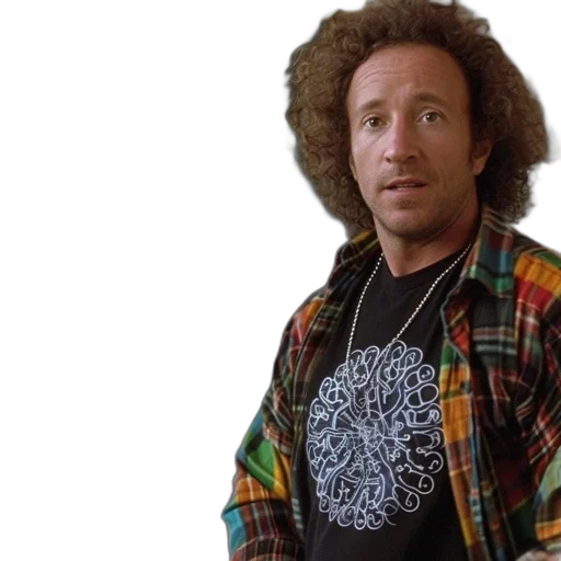 hair, jacket, man, curly, stands, rustic, room, chalkboard transparent PNG cut-out