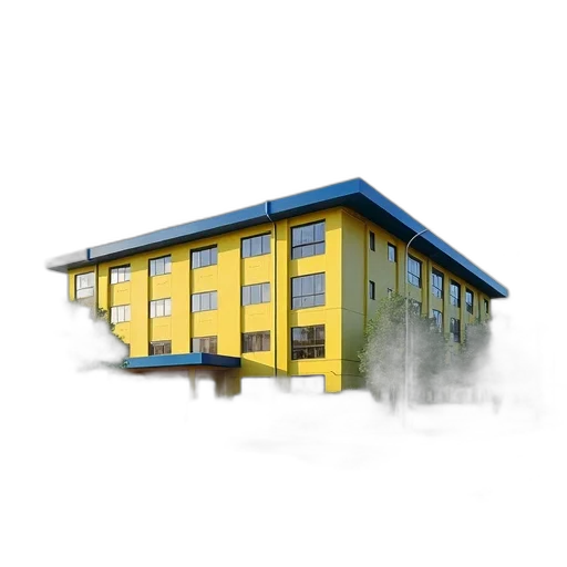 building, 3d render, concept art, photorealistic, fog, blue, modern, hotel transparent PNG cut-out