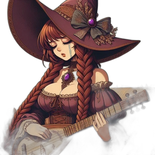 hat, staff, dress, weapon, fantasy art, concept art, pixel art, comic book art transparent PNG cut-out