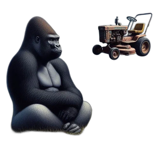 car, robot, animal, creature, concept art, 3d render, photorealistic, gorilla transparent PNG cut-out