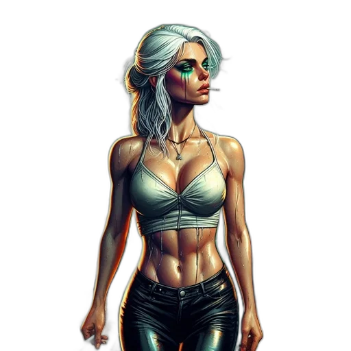 robot, comic book art, fantasy art, cyberpunk, concept art, green, dark, neon transparent PNG cut-out