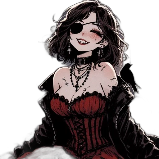 dress, crown, comic book art, concept art, fantasy art, pixel art, red, dark transparent PNG cut-out