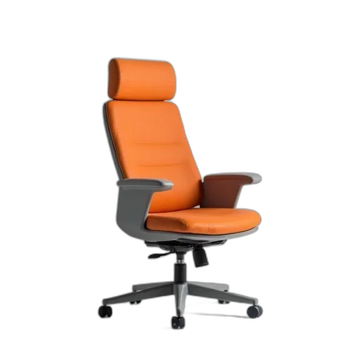 furniture, staff, 3d render, office, chair, high, back, grey transparent PNG cut-out