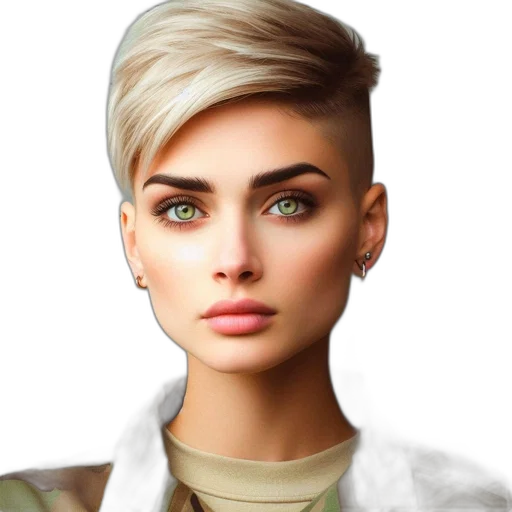 face, jacket, hair, jewelry, photorealistic, fantasy art, concept art, 3d render transparent PNG cut-out