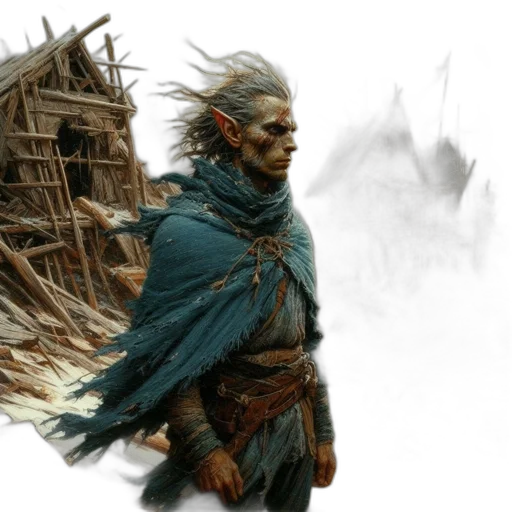 concept art, fantasy art, comic book art, photorealistic, fog, snow, earth tones, elflike transparent PNG cut-out