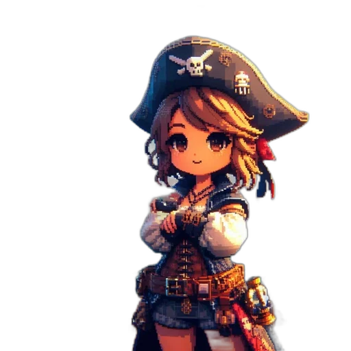 weapon, staff, pixel art, fantasy art, concept art, 3d render, pixel-art, pirate-themed transparent PNG cut-out