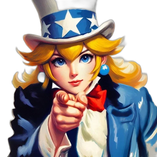 staff, pixel art, cartoon, concept art, comic book art, patriotic, female, character transparent PNG cut-out