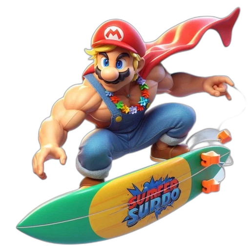 weapon, 3d render, concept art, photorealistic, illustration, mario, iconic, gaming transparent PNG cut-out